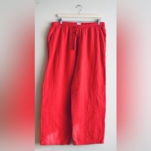 Little Moon Aritzia Red Cotton Gauze Wide Leg Pants XL